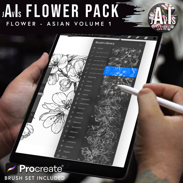 Flower Reference pack displaying on ipad.
