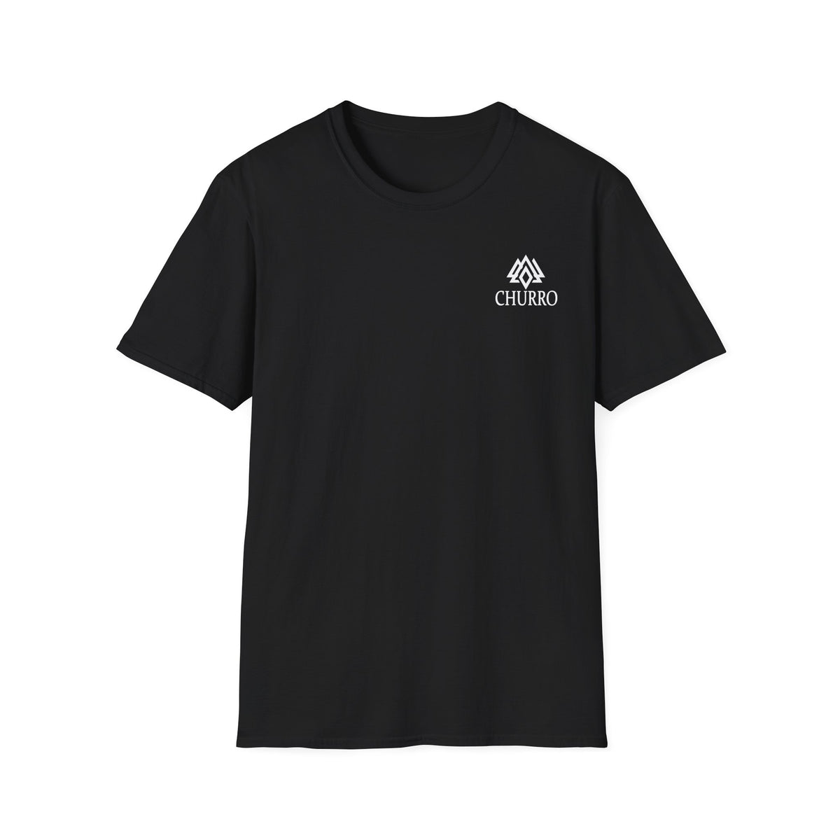 Churro Tattooed Theory Logo T-Shirt — Churro Chest Emblem, Back 'Tattooed Theory at Lake Norman' Graphic