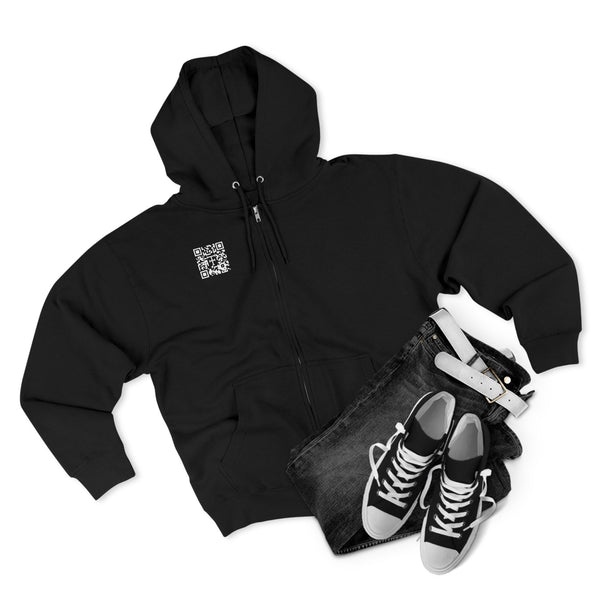 Tattooed Theory T Unisex Zip Hoodie with QR Code and Graphic Print - Trendy Streetwear for Everyday Style