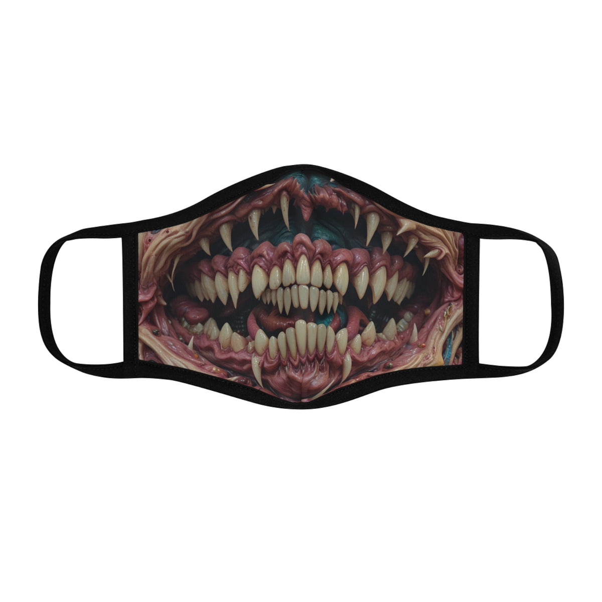 Fitted Polyester Face Mask with Creepy Monster Teeth Design