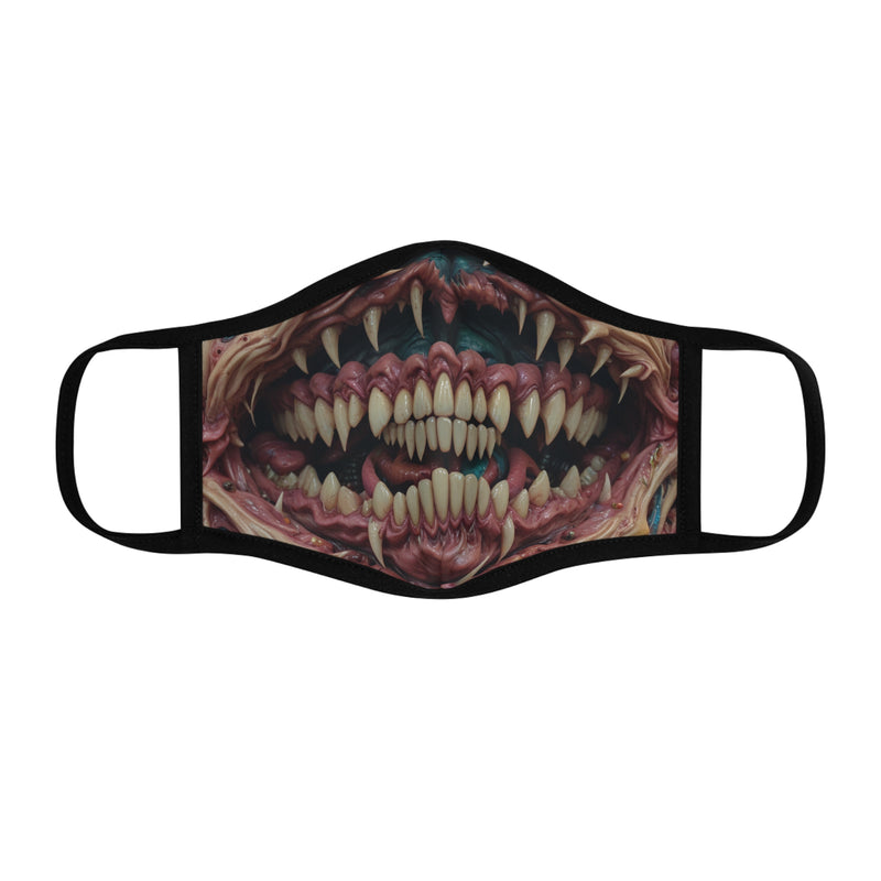 Fitted Polyester Face Mask with Creepy Monster Teeth Design