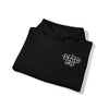 DeathGrip Black Hoodie Logo in white folded up displaying logo in front