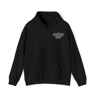 DeathGrip Black Hoodie Logo in white displaying logo in front 